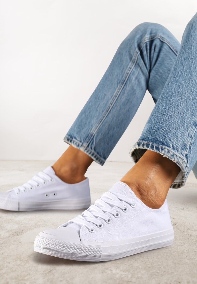 Teniși clasici albi cu șireturi sub gleznă Elleriome