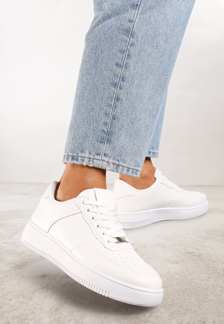 Adidași Albi Cu șireturi decorate cu perforații Ellemisa