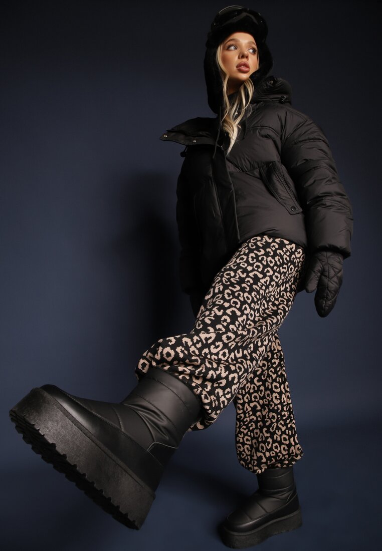 Cizme de zăpadă Negre Vices pe Platformă Decorate cu matlasare Inathoria