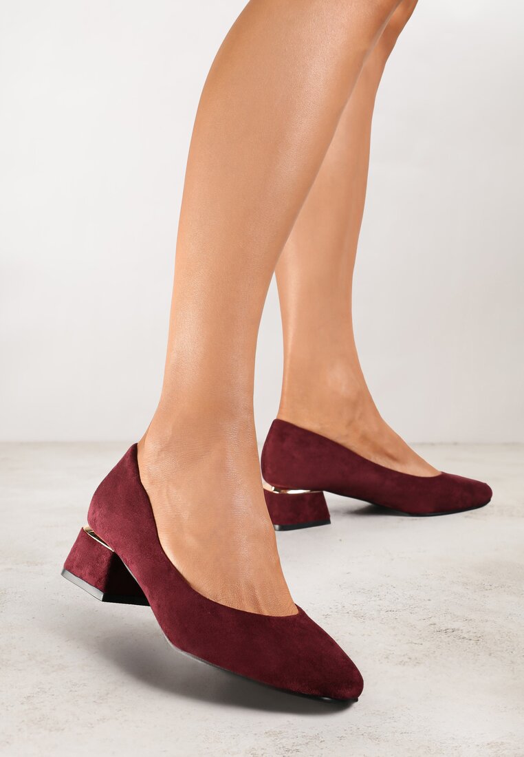 Czółenka Bordowe cu Branț din Piele Naturală și Inserție Metalică Sariann