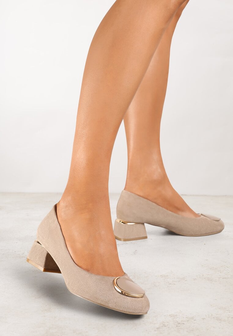 Pantofi cu toc Bej închis Vices cu Branț din Piele Naturală și Accente Metalice Jorinna