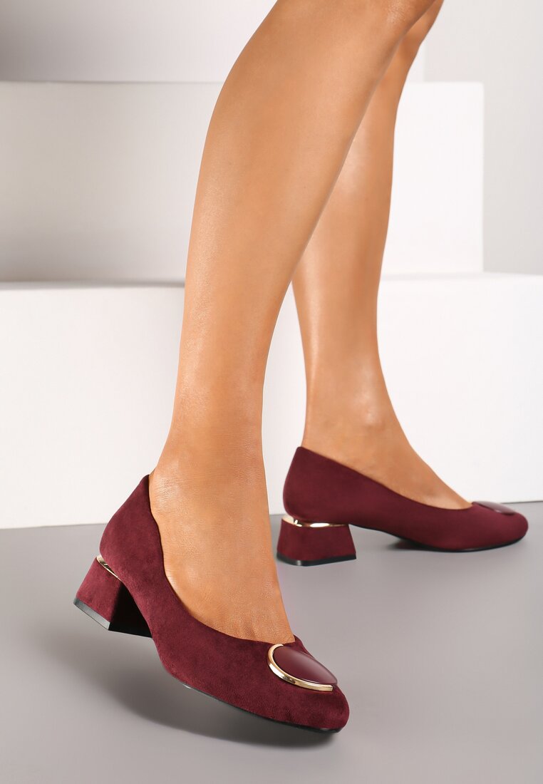 Pantofi cu toc Bordo Vices cu branț din piele naturală și accente metalice Jorinna