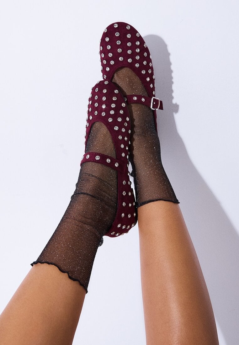 Balerini Plati bordo Vices cu Zirconii și Curea Decorativă Ozina