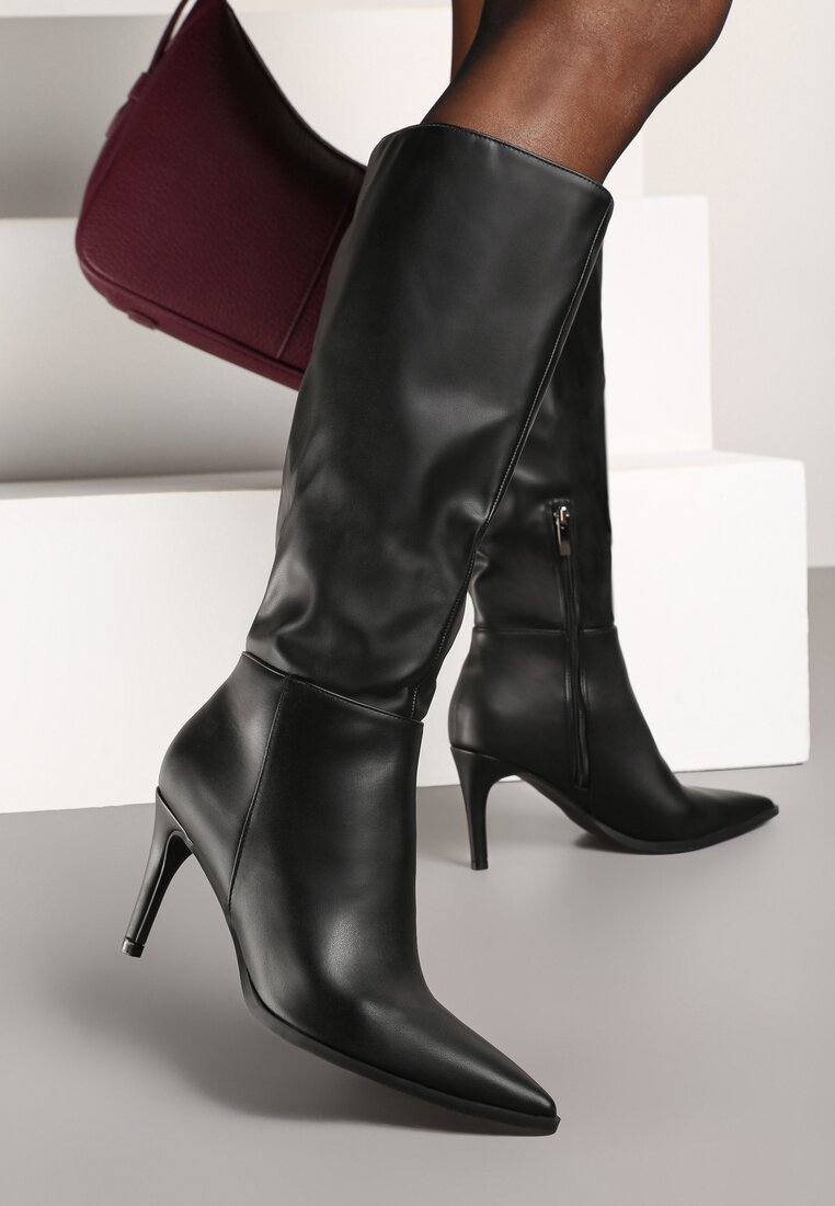 Cizme Negre Căptușite Vices cu Toc Subțire în Stil Clasic Tamelith