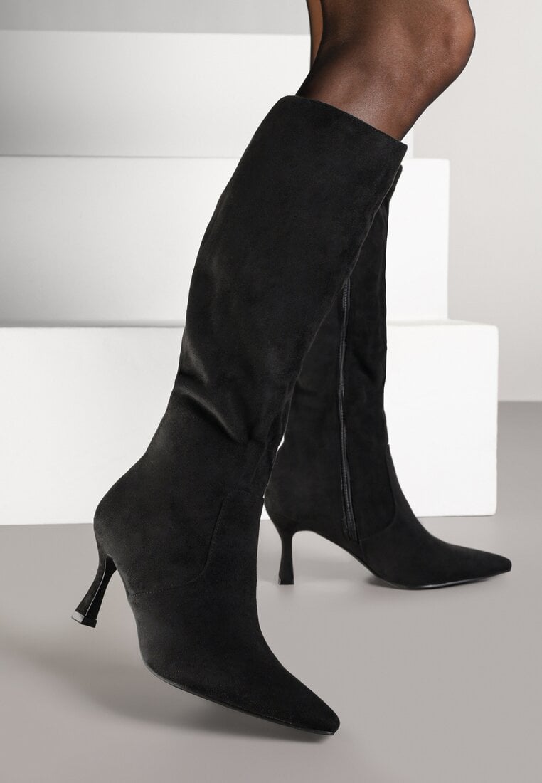 Cizme Elegante Negre Vices din Eco-piele întoarsă cu toc cui Izaiella