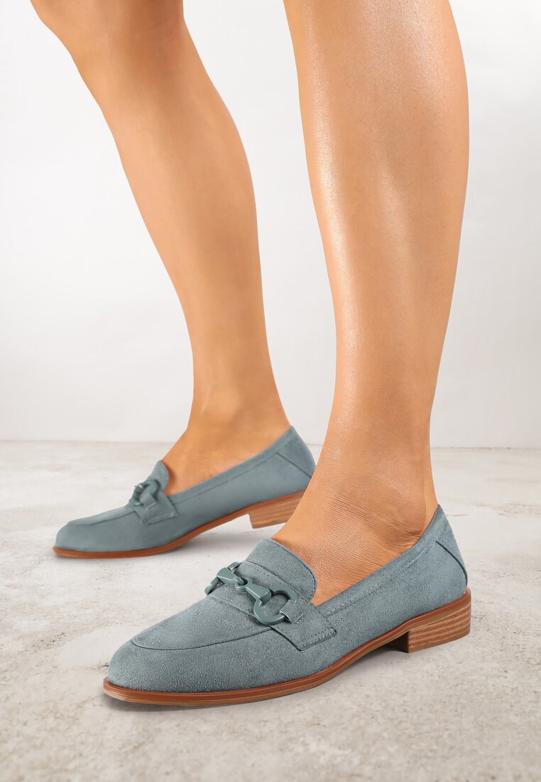 Mocasin Verde Vices cu Branț din Piele Naturală Decorat cu Lanț Delariona