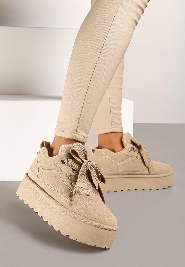 Adidași Bej închis Vices cu platformă îmblăniți Naleris
