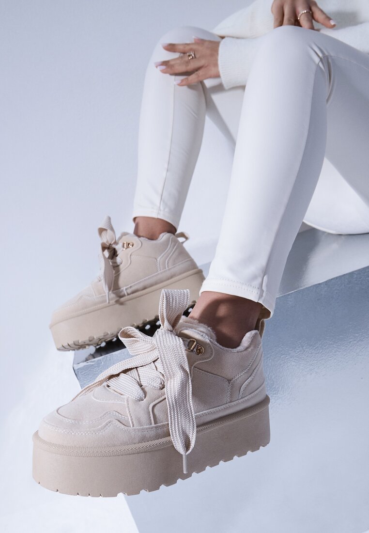 Adidași Bej Vices stil Bocanci de zăpadă cu platformă cu blană Naleris