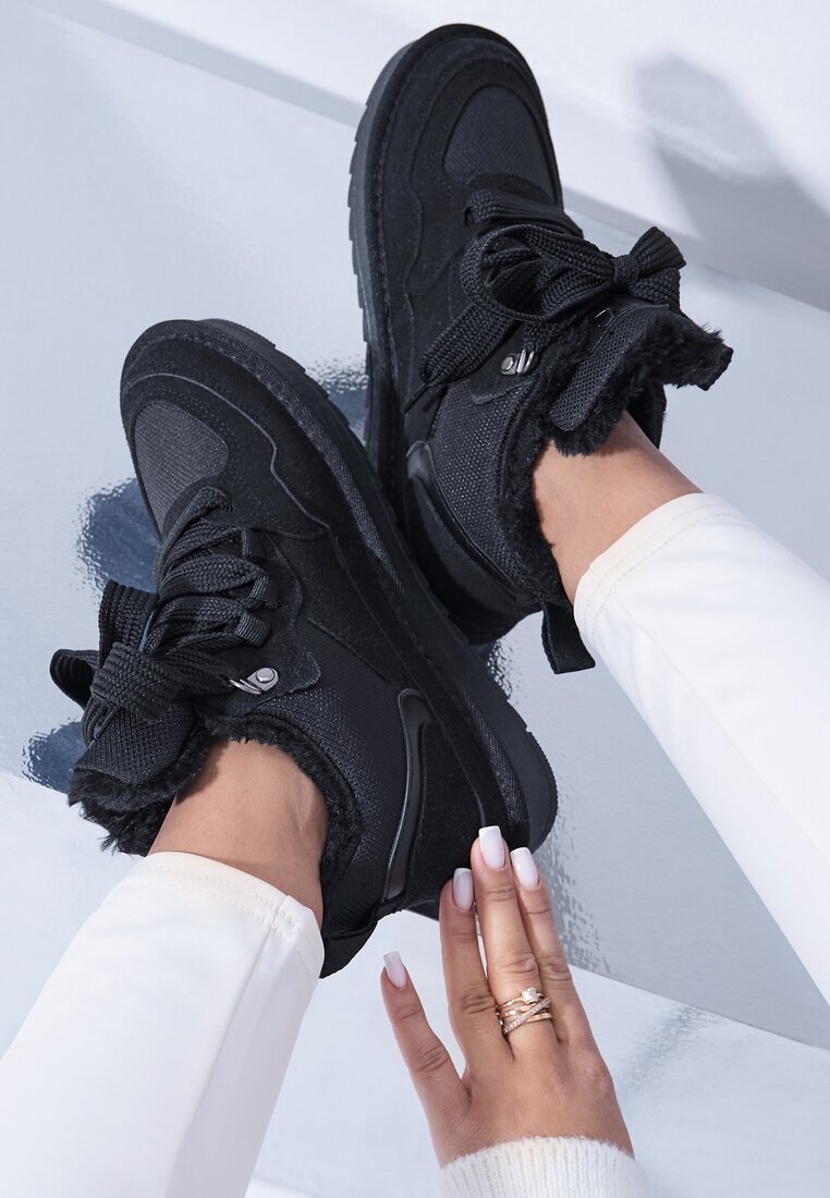 Adidași Negri De iarnă Vices Stilizați ca Cizme de zăpadă cu Blană Tennira