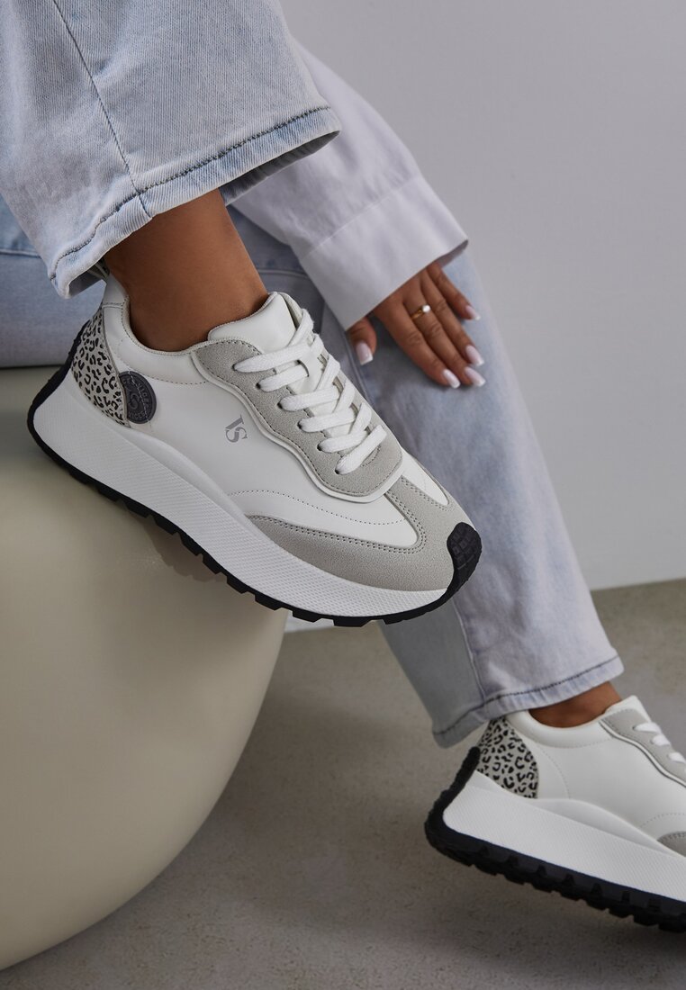 Sneakers Albi Vices cu platformă decorate cu aplicație și imprimeu leopard Selothiel