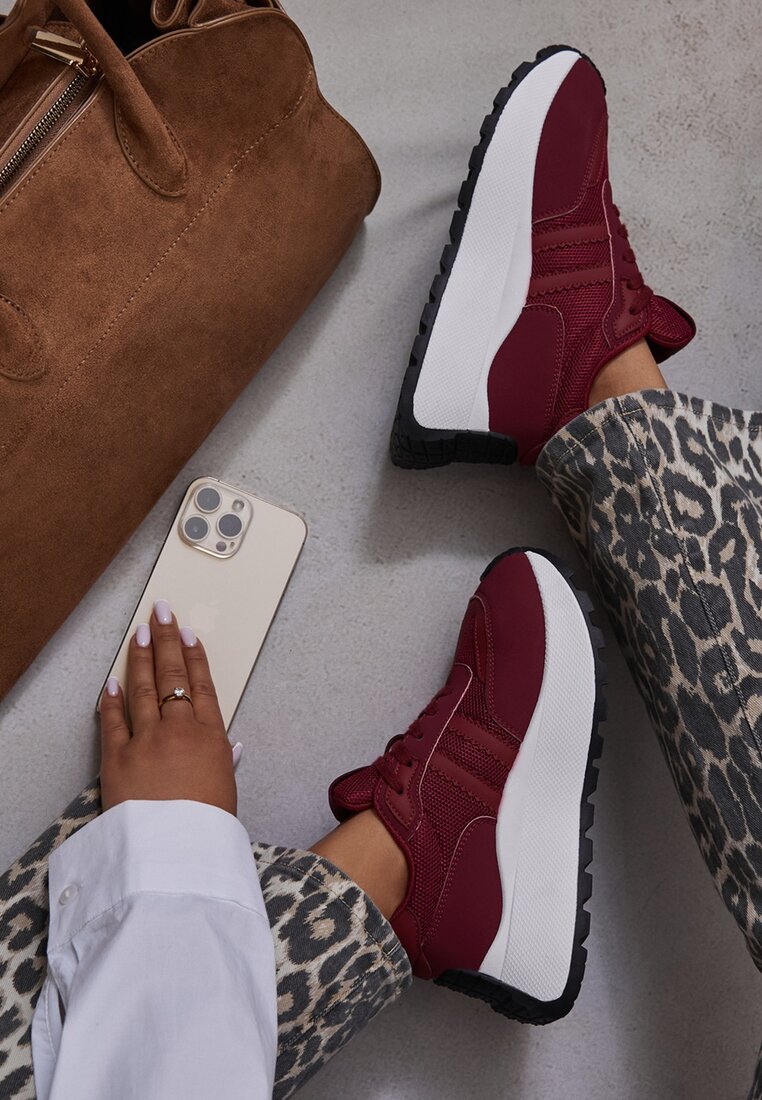 Adidași Vișinii Cu șireturi Vices pe platformă cu curele decorative Seliniel