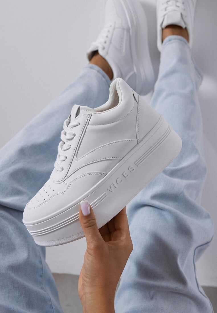 Adidași Albi Cu șireturi Vices Cu platformă Cu benzi metalice Neliawen