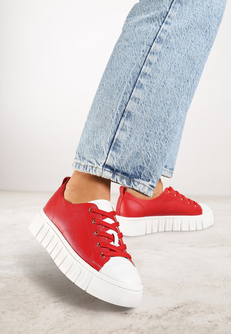 Adidași Roșii Plate Vices cu șireturi Lorori