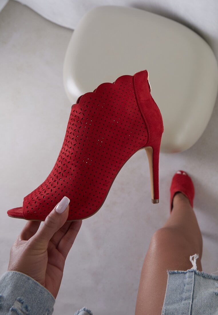 Sandale Roșii Ajurate Vices cu toc stiletto Selith