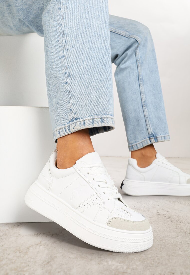 Adidași Albi Vices cu platformă cu steluță Fenarra