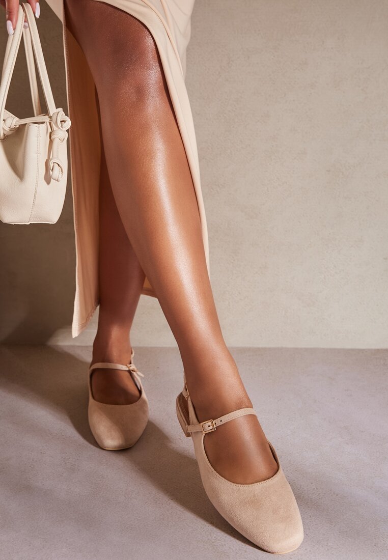 Sandale bej slingback Vices cu branț din piele naturală Sovritia