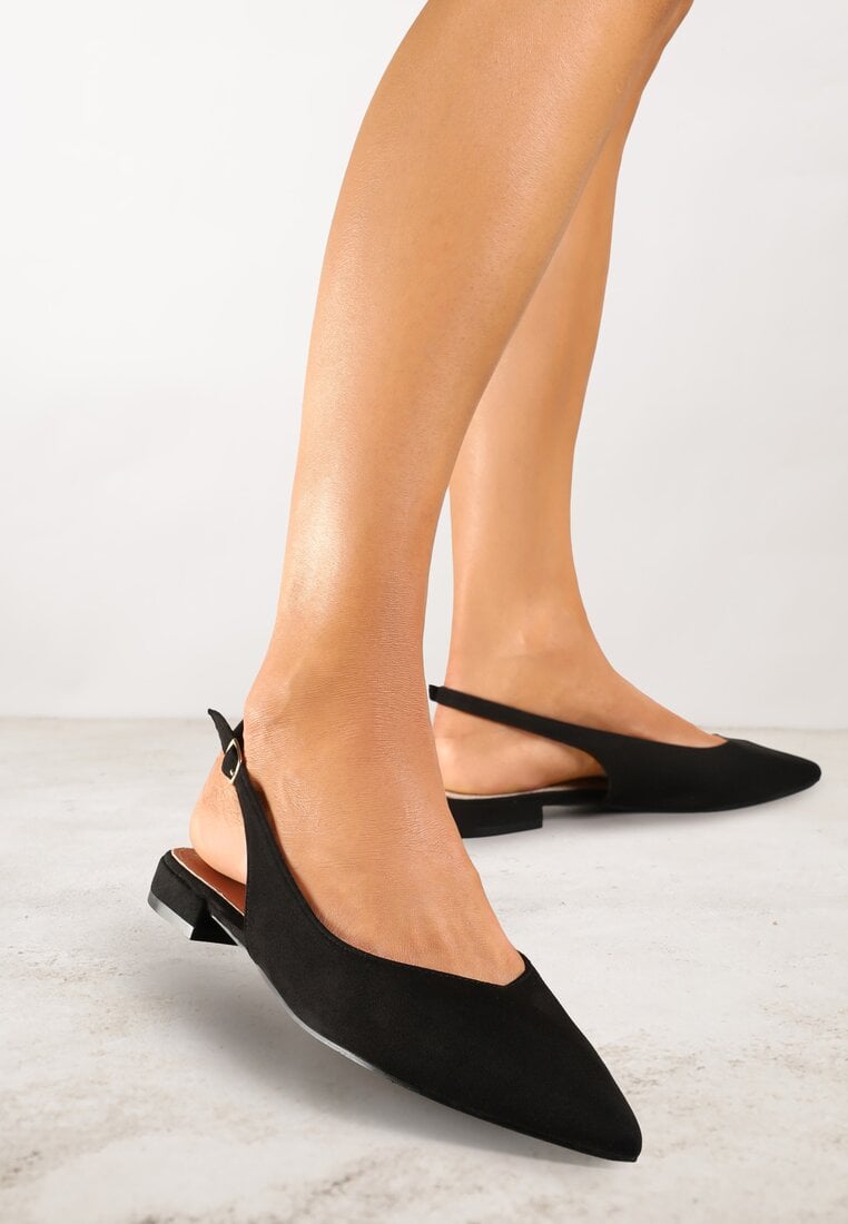 Sandale Negre Slingback Vices cu Branț din Piele Naturală Annisae