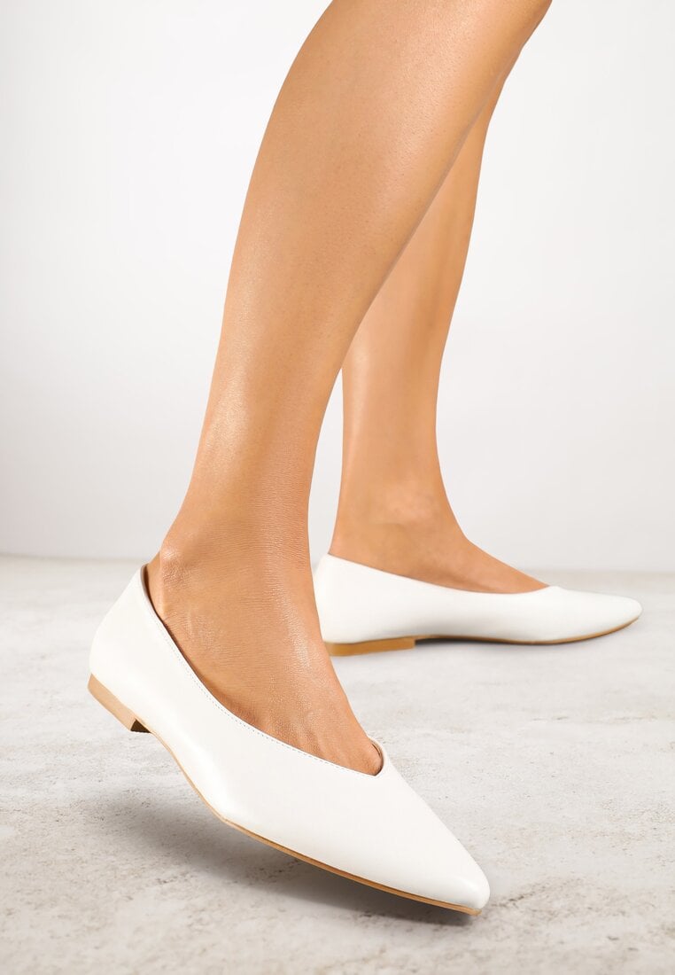 Balerini Albi Vices Decorați cu Vârf Migdală Neoranea