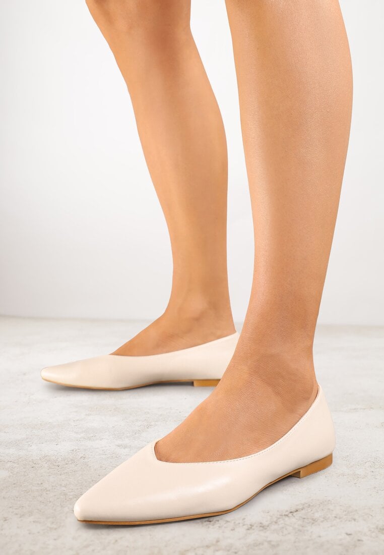 Balerini Bej Vices Decorați Cu Vârf Migdalat Neoranea