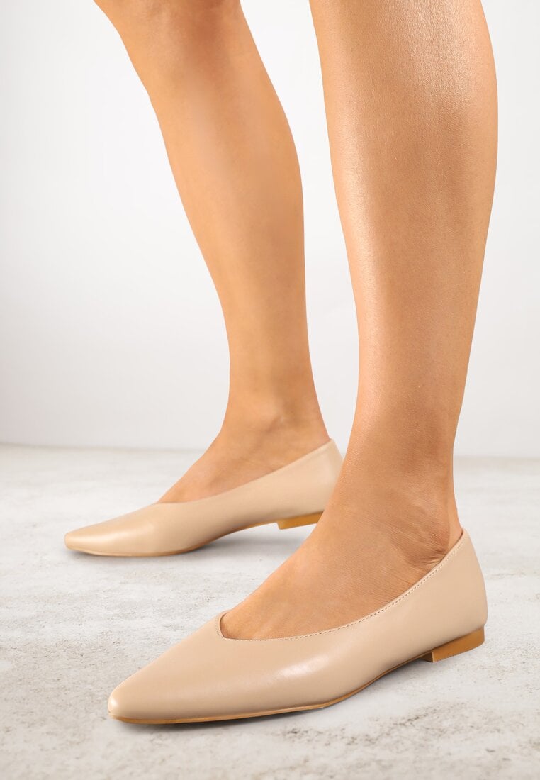 Balerini Bej închis Vices decorați cu vârf migdală Neoranea