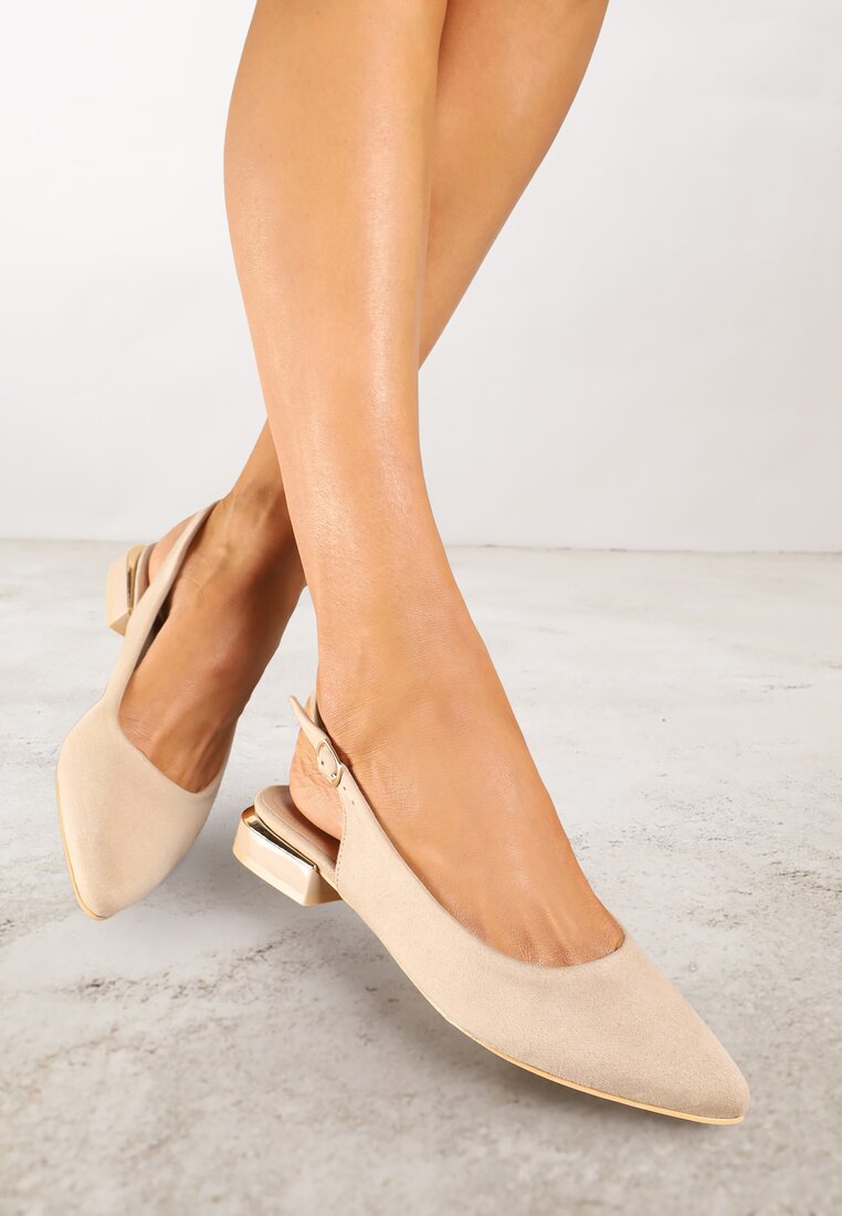 Sandale Bej închis Vices cu Călcâi descoperit și Vârf ascuțit Decorate cu Aplicație Edithania