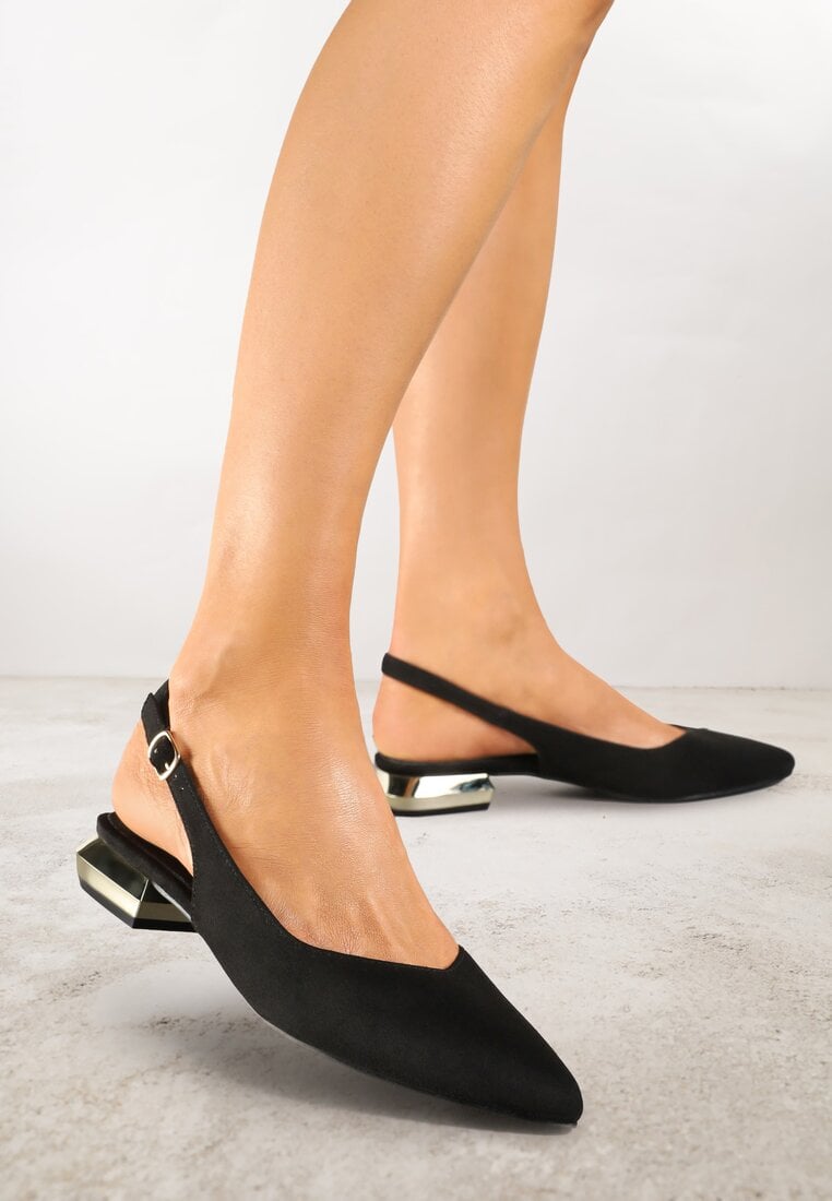 Sandale Negre Slingback Vices cu Branț din Piele Naturală Galeresa