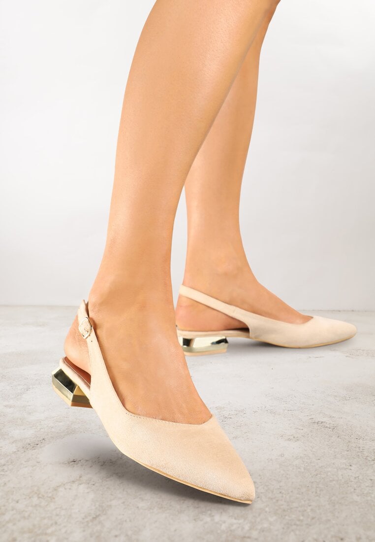 Sandale Bej Slingback Vices cu branț din piele naturală Galeresa