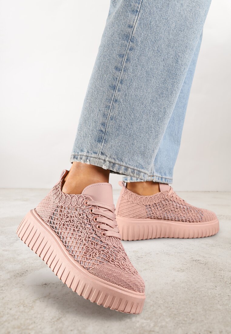 Adidași roz Vices cu platformă cu partea superioară ajurată Lumerise