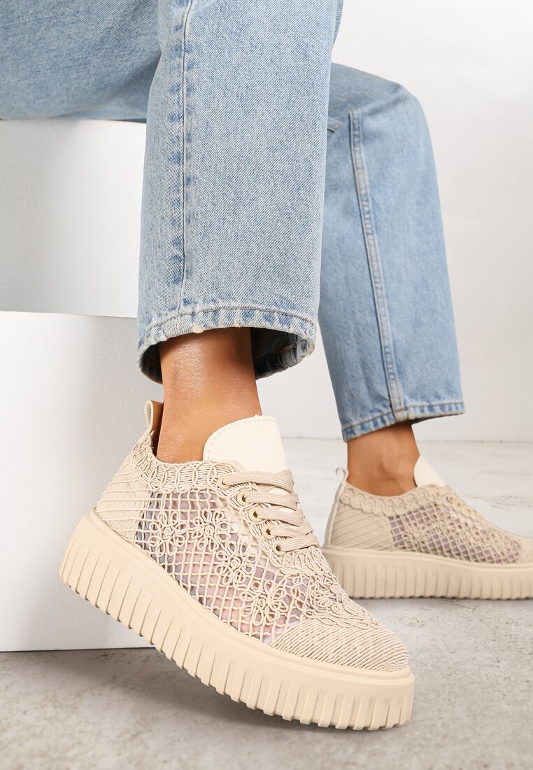 Adidași Bej Vices cu Platformă cu Partea Superioară Perforată Lumerise