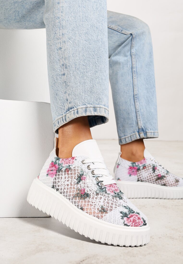 Adidași Alb-Roz Vices cu Platformă cu Fața Ajurată Lumerise