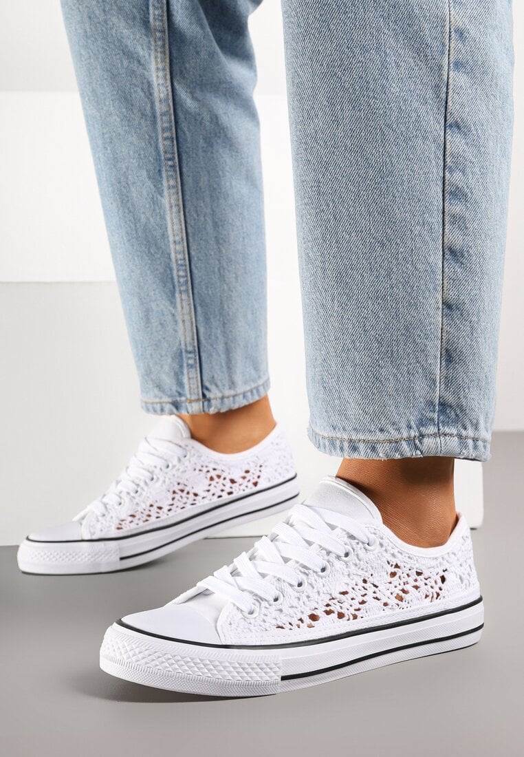 Tenisi Alb-Negru Perforați Până la gleznă cu șireturi Zelimia