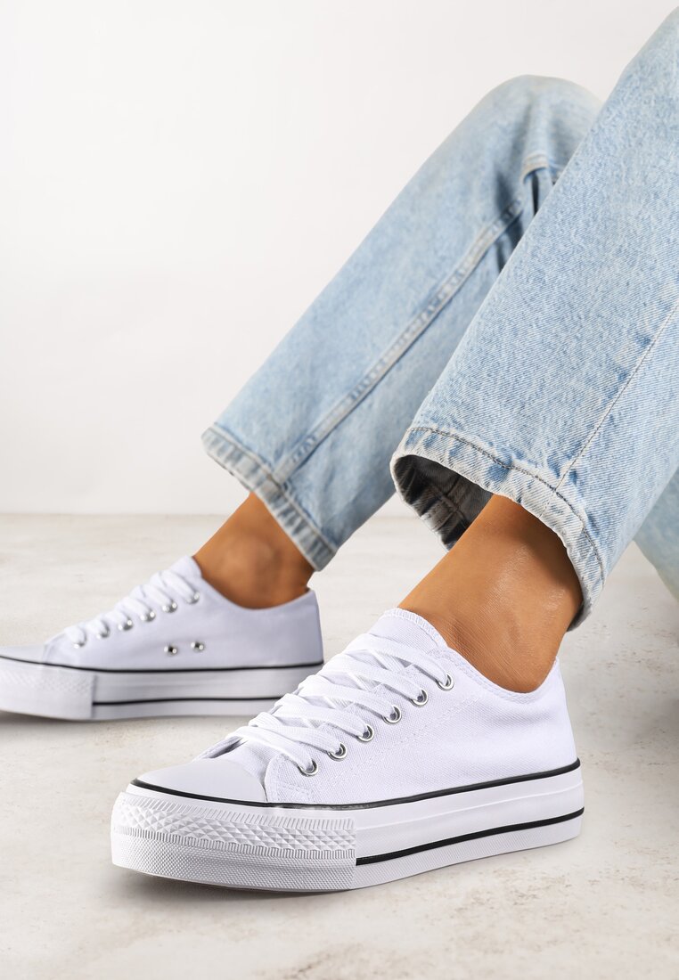 Tenisi Alb-Negru Vices cu platformă cu gleznă joasă Tiloria