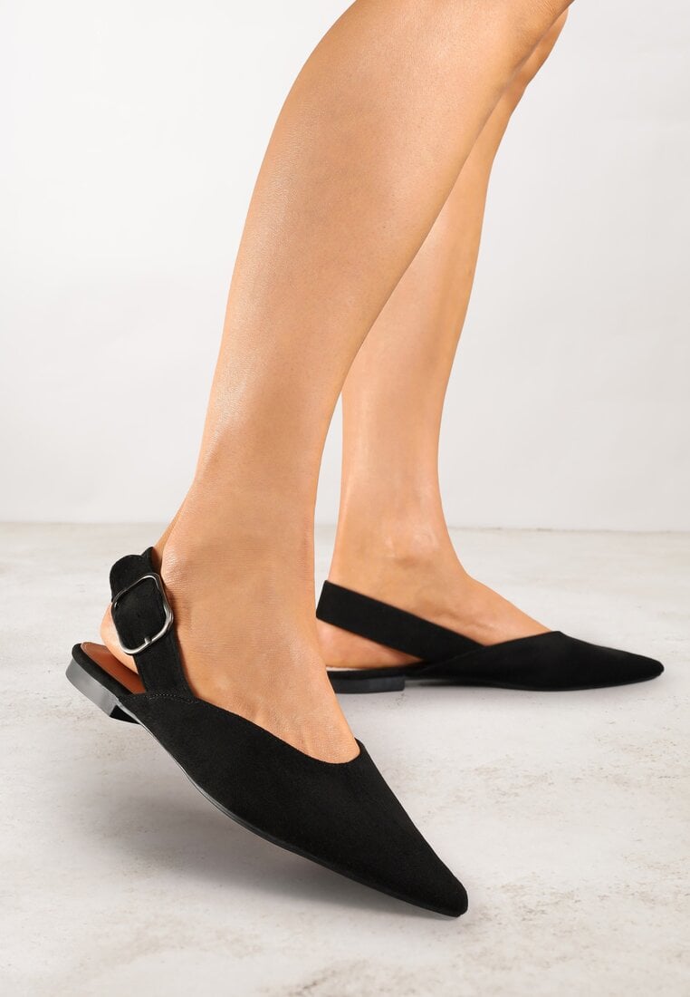 Sandale Negre Vices Tip Slingback cu Branț din Piele Naturală Rallora