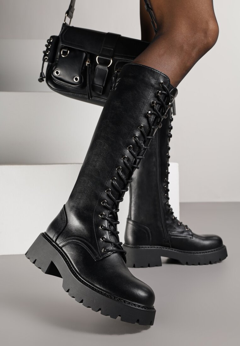 Cizme Negre VICES Tip Bocanci Stil Grunge Unalira