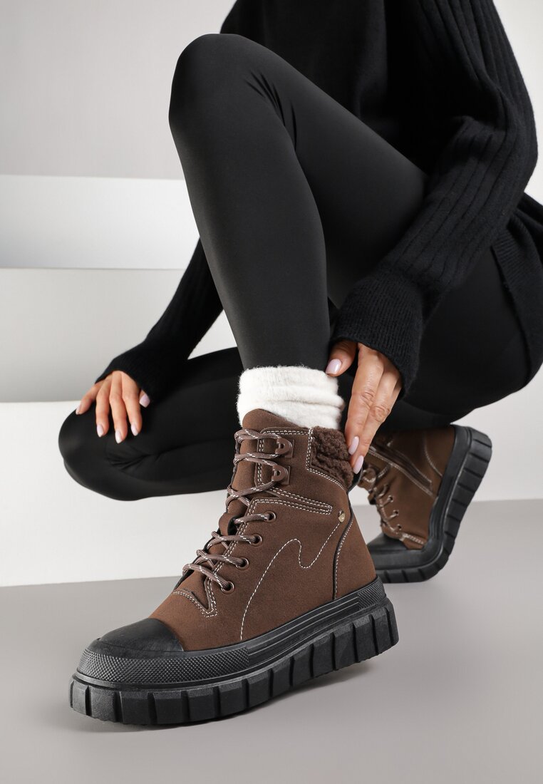 Ghete Maro Tip Bocanci Vices pe Platformă cu Relief Anarrive