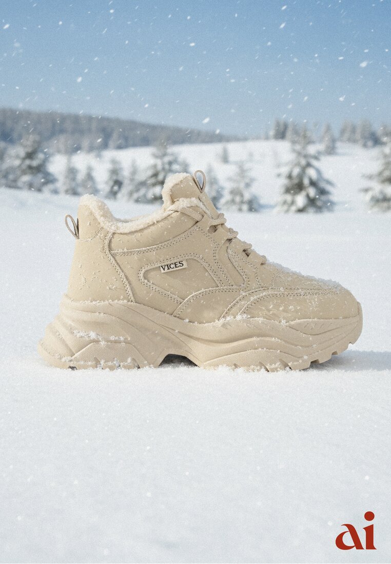 Adidași Streetwear Bej închis Vices Chunky în Stil de Bocanci cu Platformă Leate
