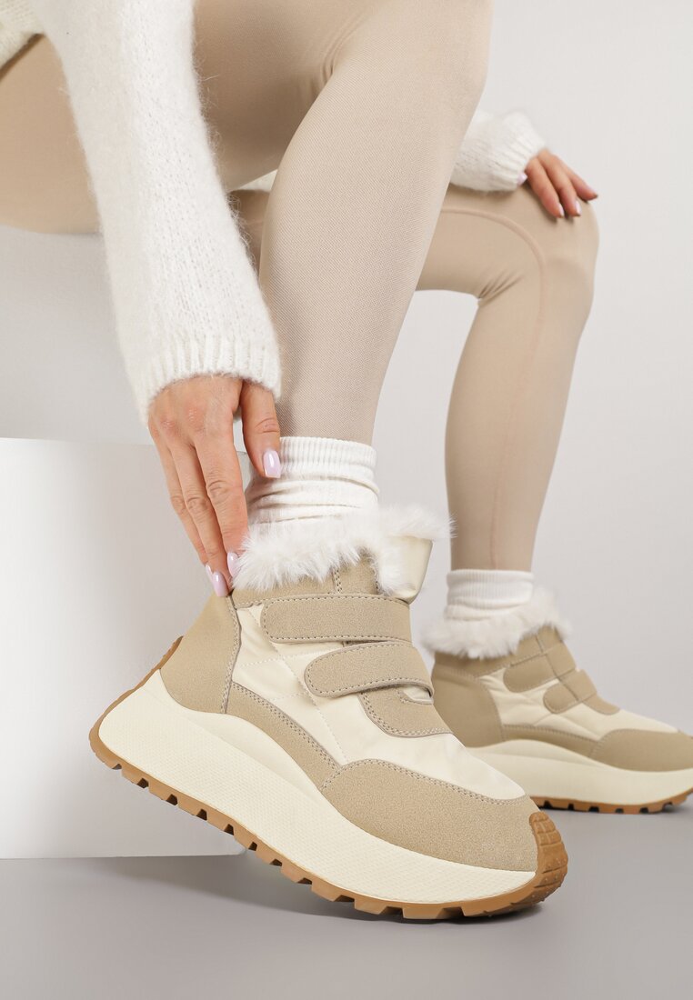 Adidași Bej Ghete de zăpadă Vices cu Blăniță pe Platformă cu Scai Nelosena