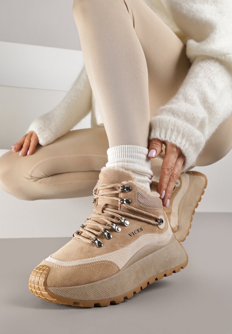 Adidași Bej închis Ghete de iarnă Vices cu Platformă în Stil Sport Nelsella