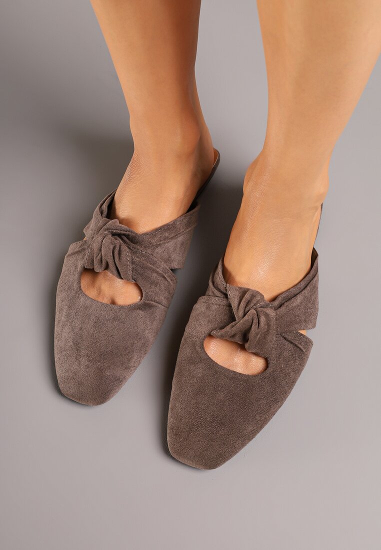 Papuci Maro Vices Tip Mule cu Nod Decorativ Elitina