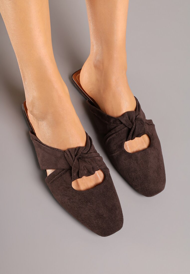 Papuci Maro închis Vices Tip Mule cu Nod Decorativ Elitina