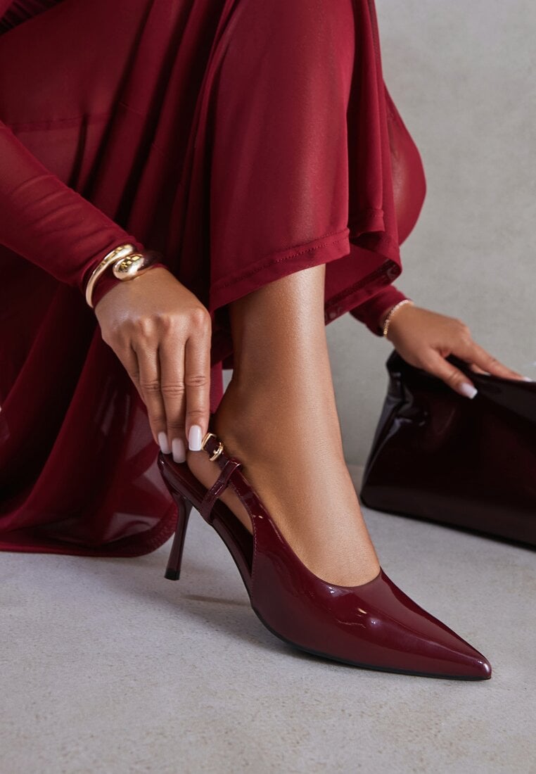 Sandale Bordeaux Lăcuite Vices cu toc cui Slingback Raleira