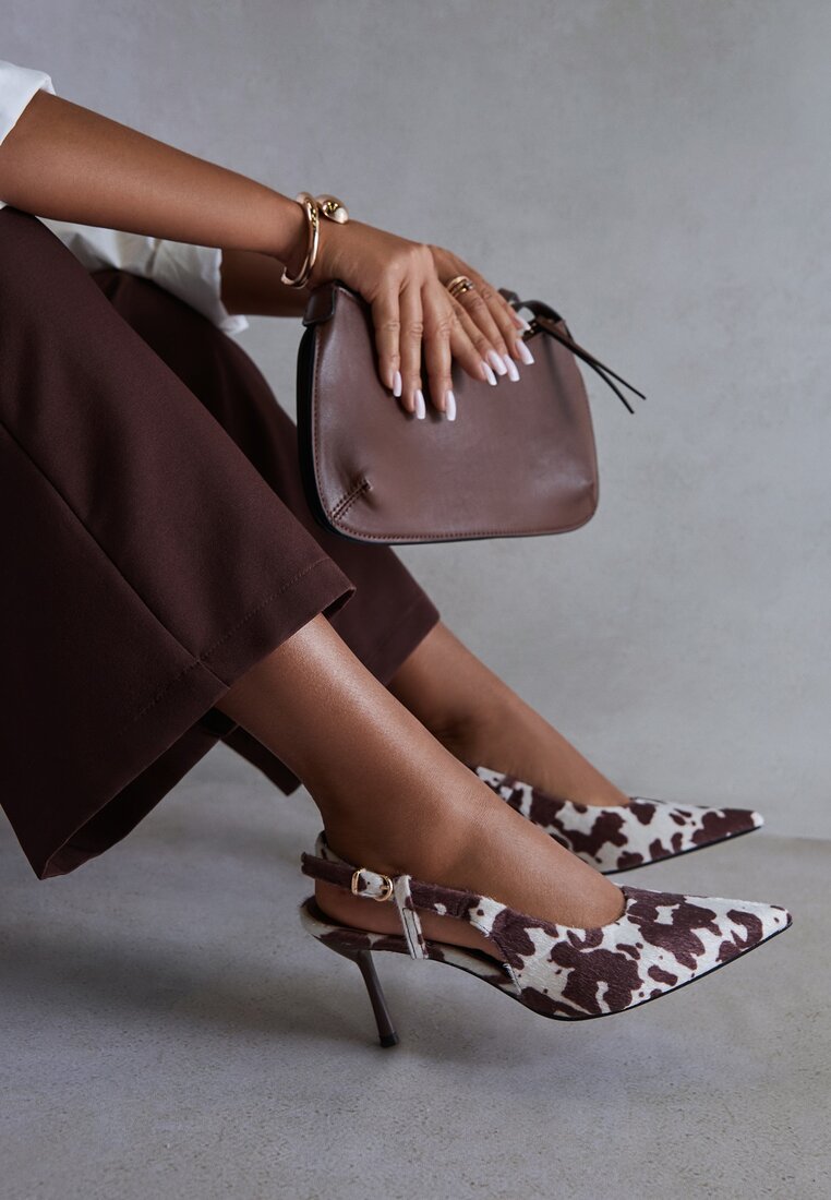 Sandale Maro Vices cu imprimeu văcuță cu toc cui Slingback Raleira