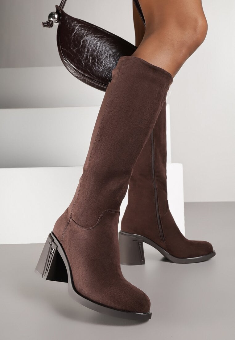 Cizme Maro închis cu toc gros stil muschetar Cediara