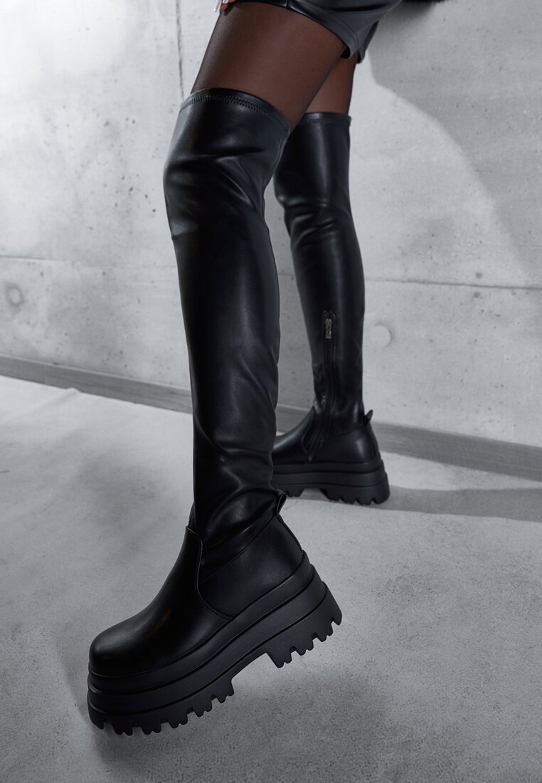 Cizme Înalte Negre Vices Stil Chunky cu carâmb ajustat Ceterie