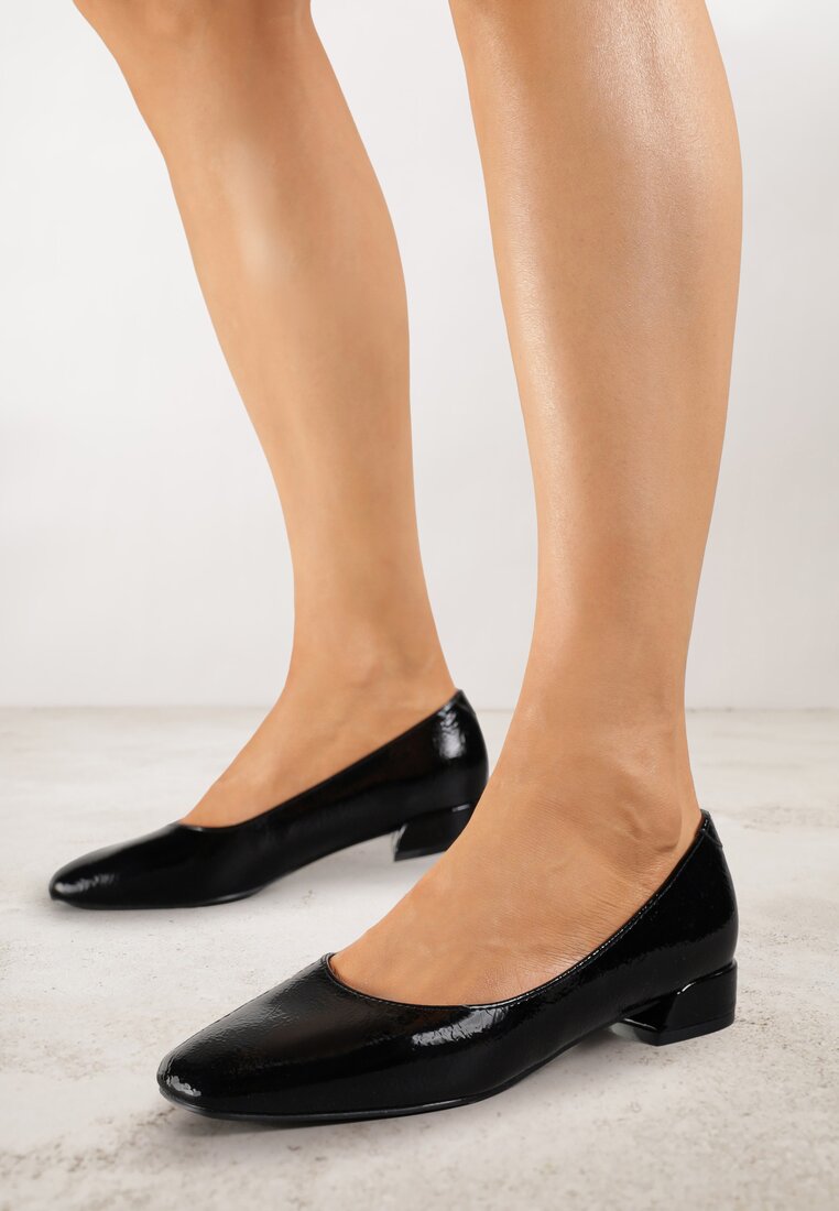 Pantofi stiletto Negre Lăcuite Vices cu Branț din Piele Naturală Naliorelle