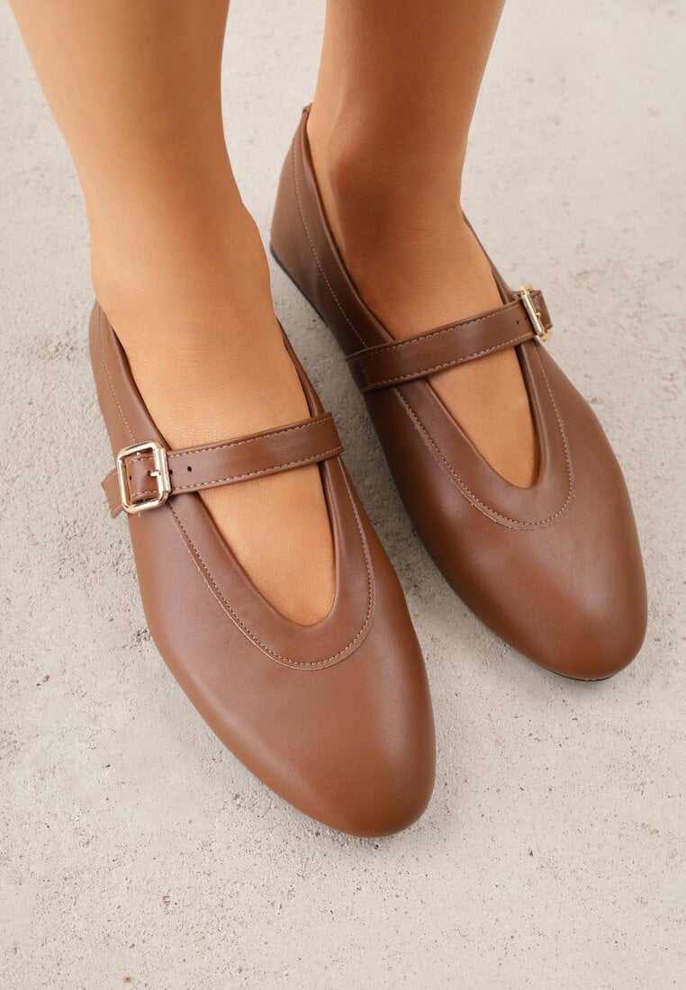 Balerini Maro Vices în Stil Mary Jane cu Cataramă și Brant din Piele Dimaline