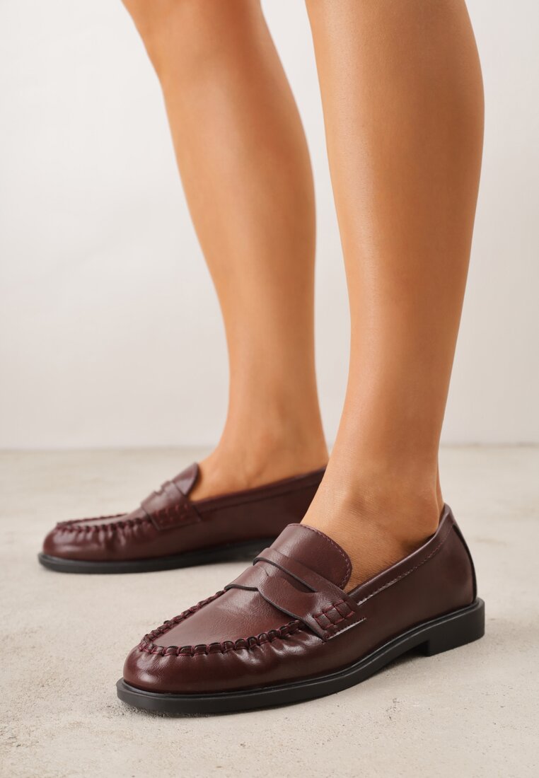 Mocasini Bordo Vices cu încrețituri și Branț din Piele Naturală Mestia