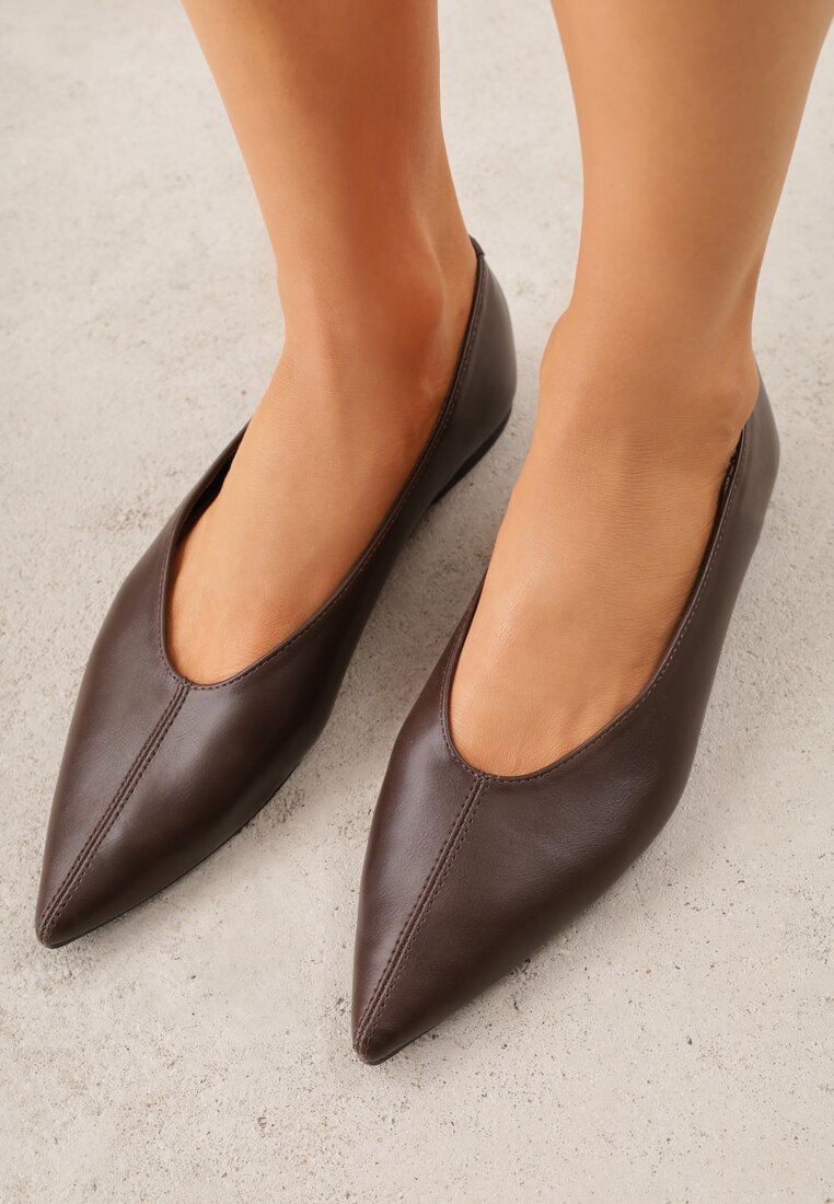 Balerini Maro Vices cu vârf ascuțit și branț din piele Belviie