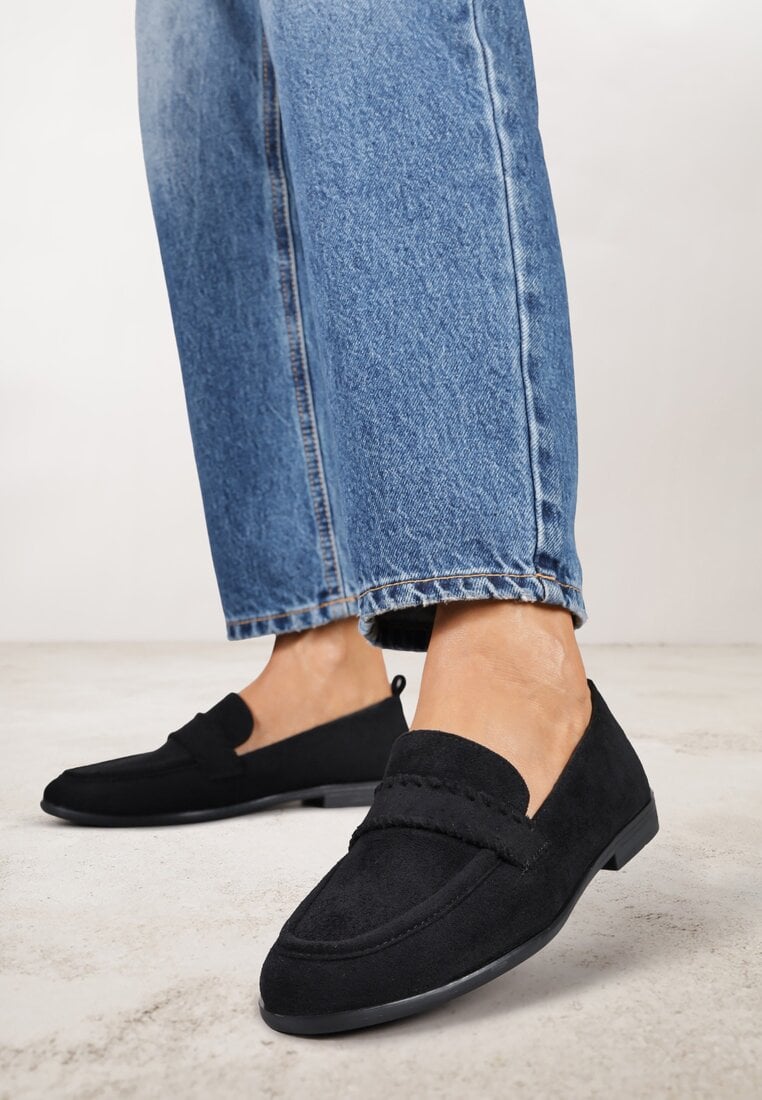 Mocassini Negre Vices cu Branț din Piele Naturală și Curea cu Cusături Fonarrie