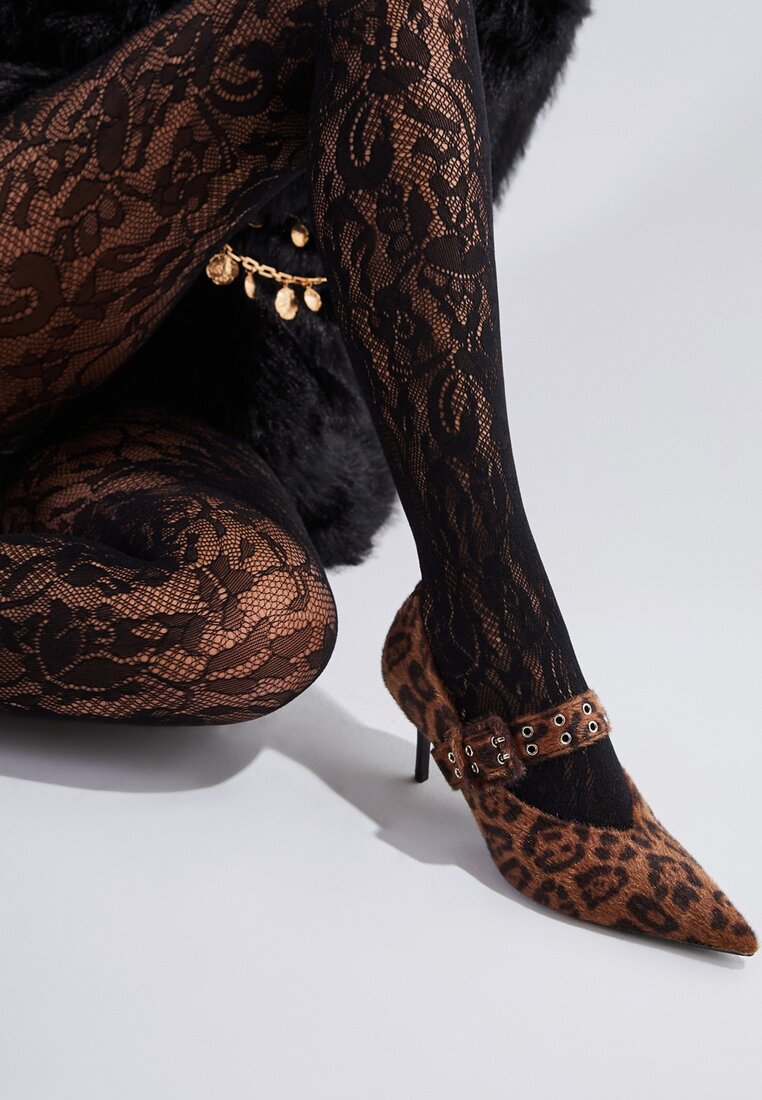 Pantofi eleganți Maro Leopard Vices cu toc stiletto cu branț din piele naturală cu cataramă Nalisette